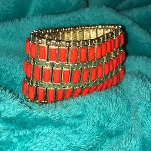🌺 Orange and gold cuff bracelet